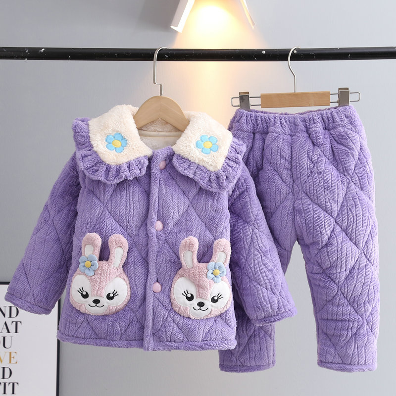 聚酯纤维公主风牛奶绒冬季家居服