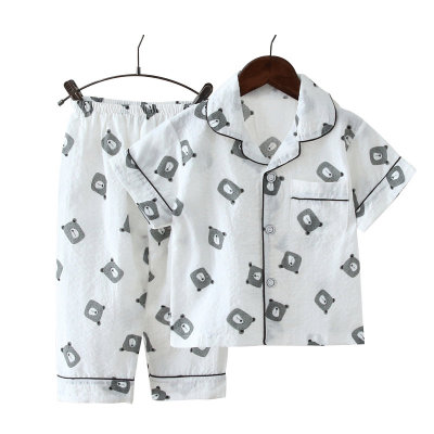 儿童睡衣夏季薄款男童女童棉纱短袖长裤睡衣宝宝中大童家居服套装