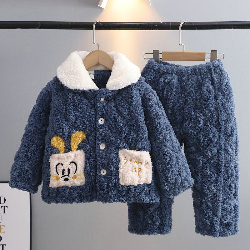 法兰绒卡通聚酯纤维冬季睡衣