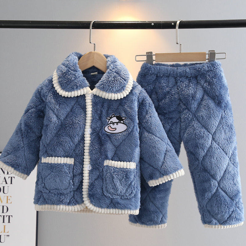 冬季儿童睡衣加厚夹棉保暖家居服