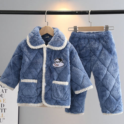 冬季儿童睡衣加厚夹棉保暖家居服