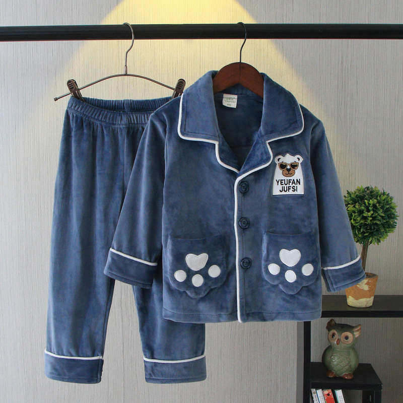 秋冬季儿童法兰绒睡衣睡衣套装