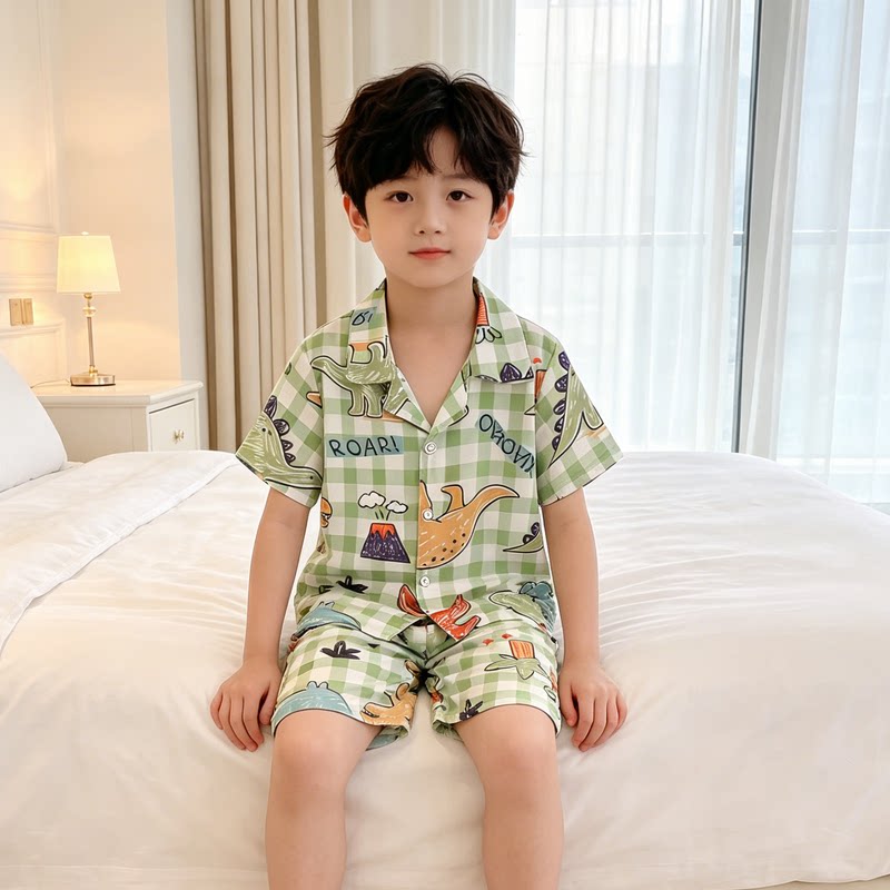 纯棉卡通棉料夏季睡衣套装薄款