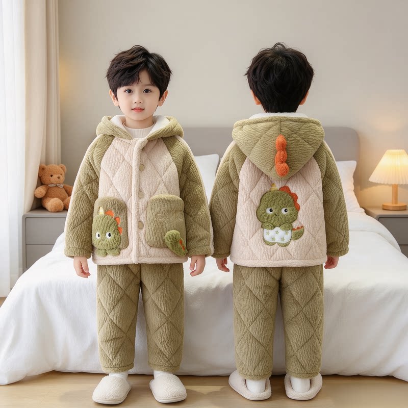 法兰绒儿童家居服卡通冬季