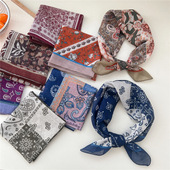 55春夏季 饰小丝巾日系百搭腰果棉麻小方巾 清新透气女柔软文艺装