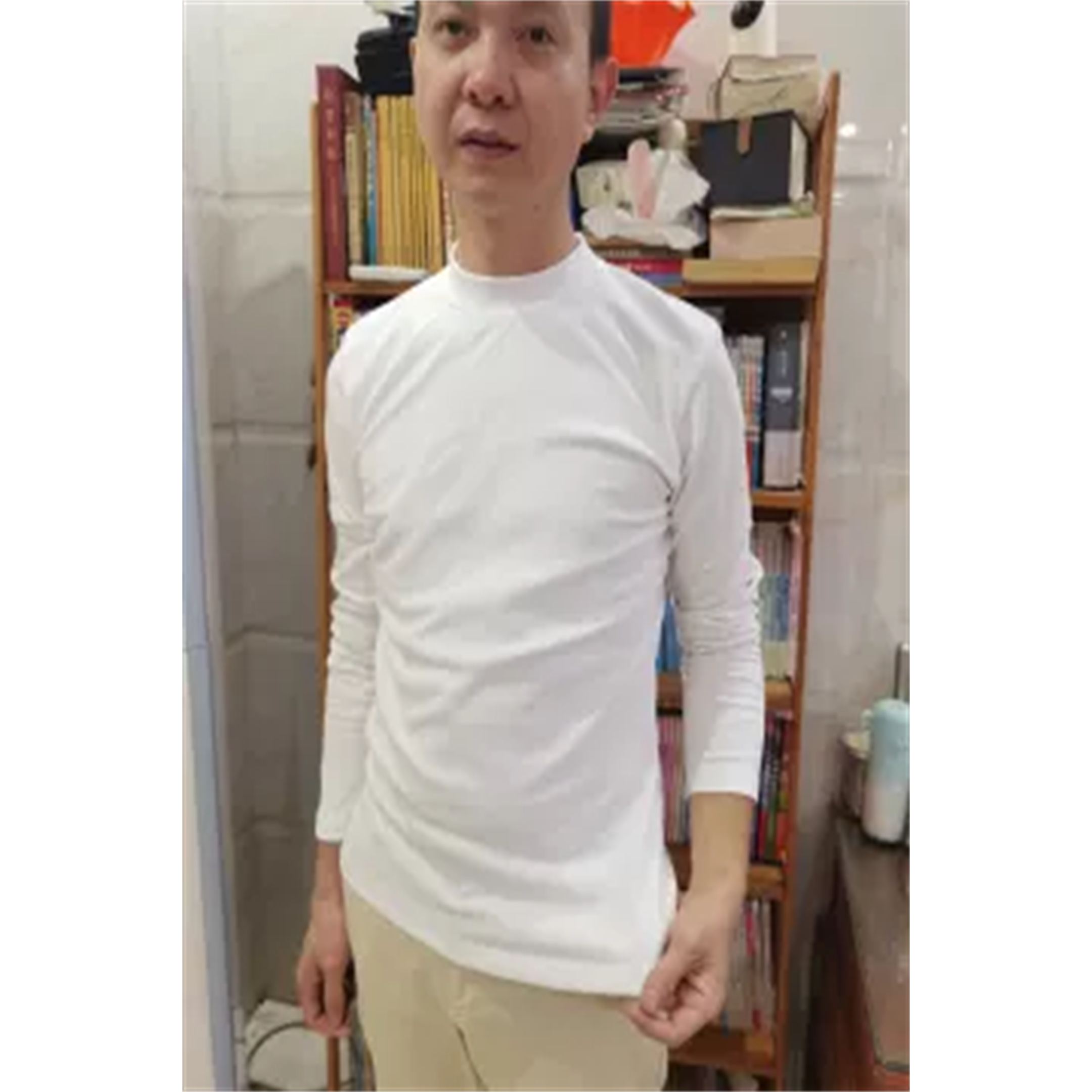 纯棉秋冬款小半高领男士紧身长袖打底衫纯色修身立领百搭加厚秋衣