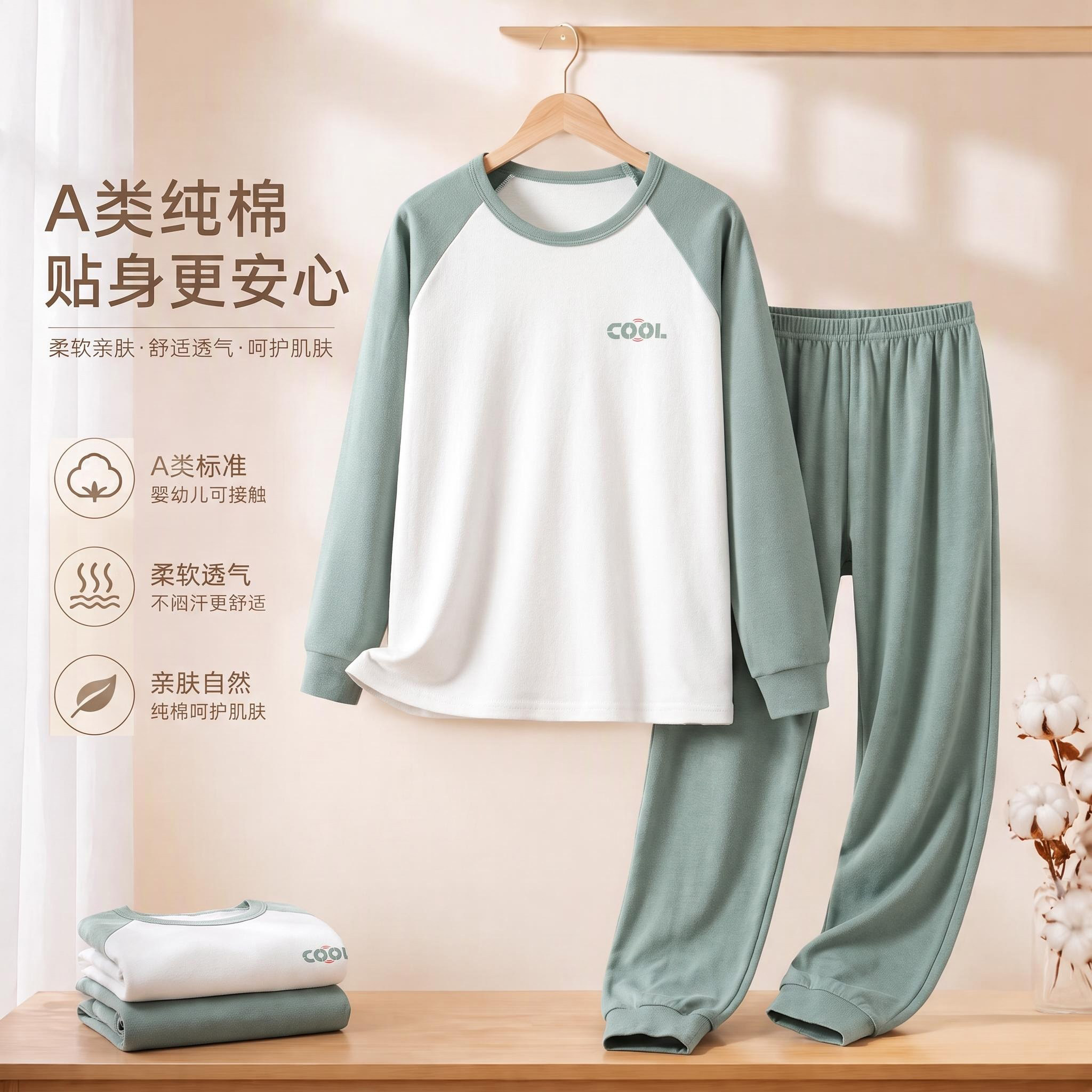 男童秋衣秋裤纯棉保暖内衣套装青内衣套装/秋衣秋裤/