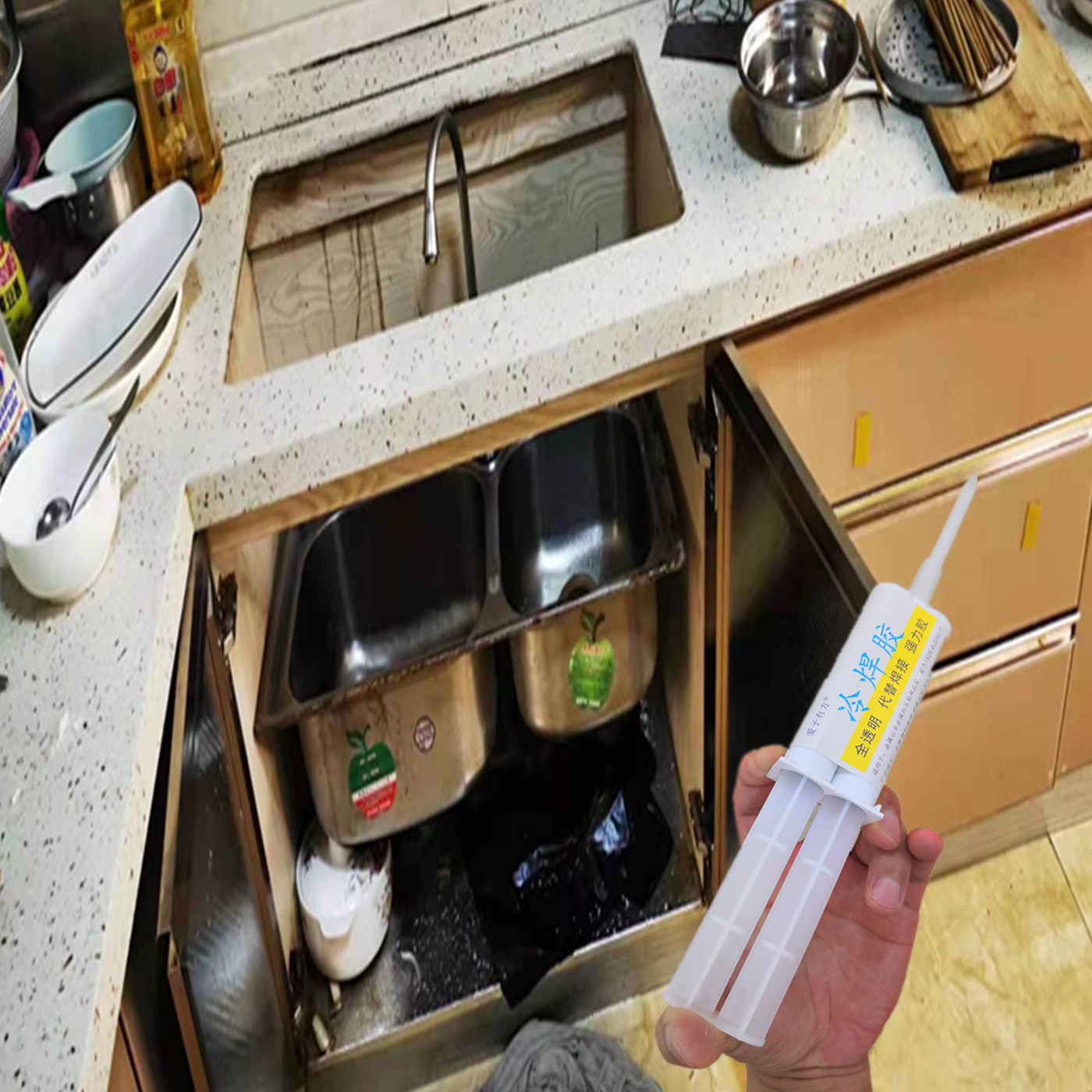 粘厨房不锈钢洗碗盘脱落粘接胶水