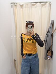 日本订购 字母女款 一字领长袖 T恤 RNA