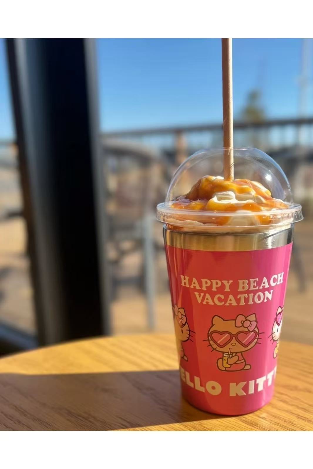 【国内现货】HelloKitty正品爱心墨镜黑皮保冷杯随身杯 无盖子
