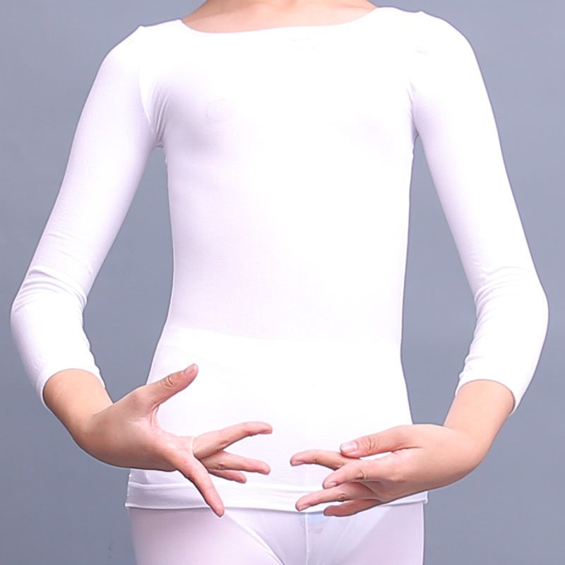 春秋成人舞蹈服白色打底衫紧身隐形打底内衣练功服长袖上衣塑身衣