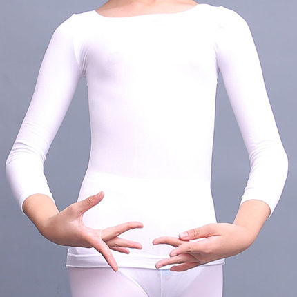 春秋成人舞蹈服白色打底衫紧身隐形打底内衣练功服长袖上衣塑身衣