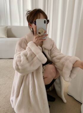在逃公主进口天鹅绒整貂大衣女