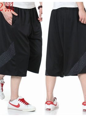 夏季大裤衩320斤胖子短裤 男士七分薄款篮球裤加肥加大码运动中裤