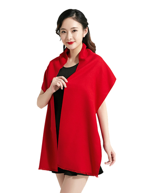 氛围感中国红大红围巾定制logo年会宗亲生日结婚用礼品围巾中国红