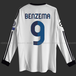 1213皇马球衣长袖主场欧冠9号本泽马8卡卡7号C罗复古版足球服队服