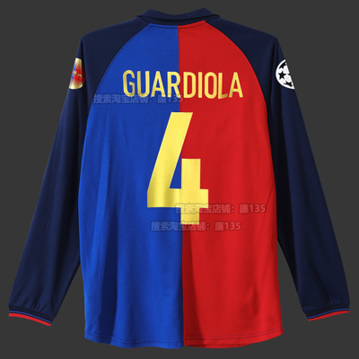 99-00巴萨复古球衣长袖主场百年纪念版4瓜迪奥拉26哈维足球服波衫