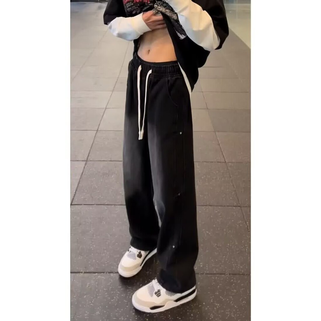 复古牛仔裤男夏季新款美式宽松直筒阔腿裤青少年薄款休闲春秋裤子