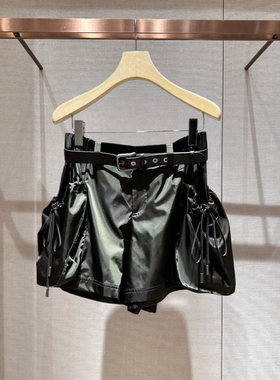 2026春季新款设计感工装风复古高腰腰带阔腿A字抽绳短裤XSJ1Y02C