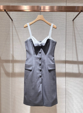 2026年夏季新款设计感翻领拼接单排扣中长款吊带连衣裙女XSJ3L15D