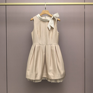 优雅撞色蝴蝶结拼接网纱A字百搭无袖 连衣裙XRJ4L21D 新款 2025秋季