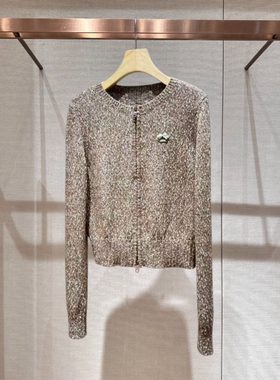 2026春季新款简约风圆领拼接蝴蝶结拉链款长袖针织开衫女XSJ1M08C