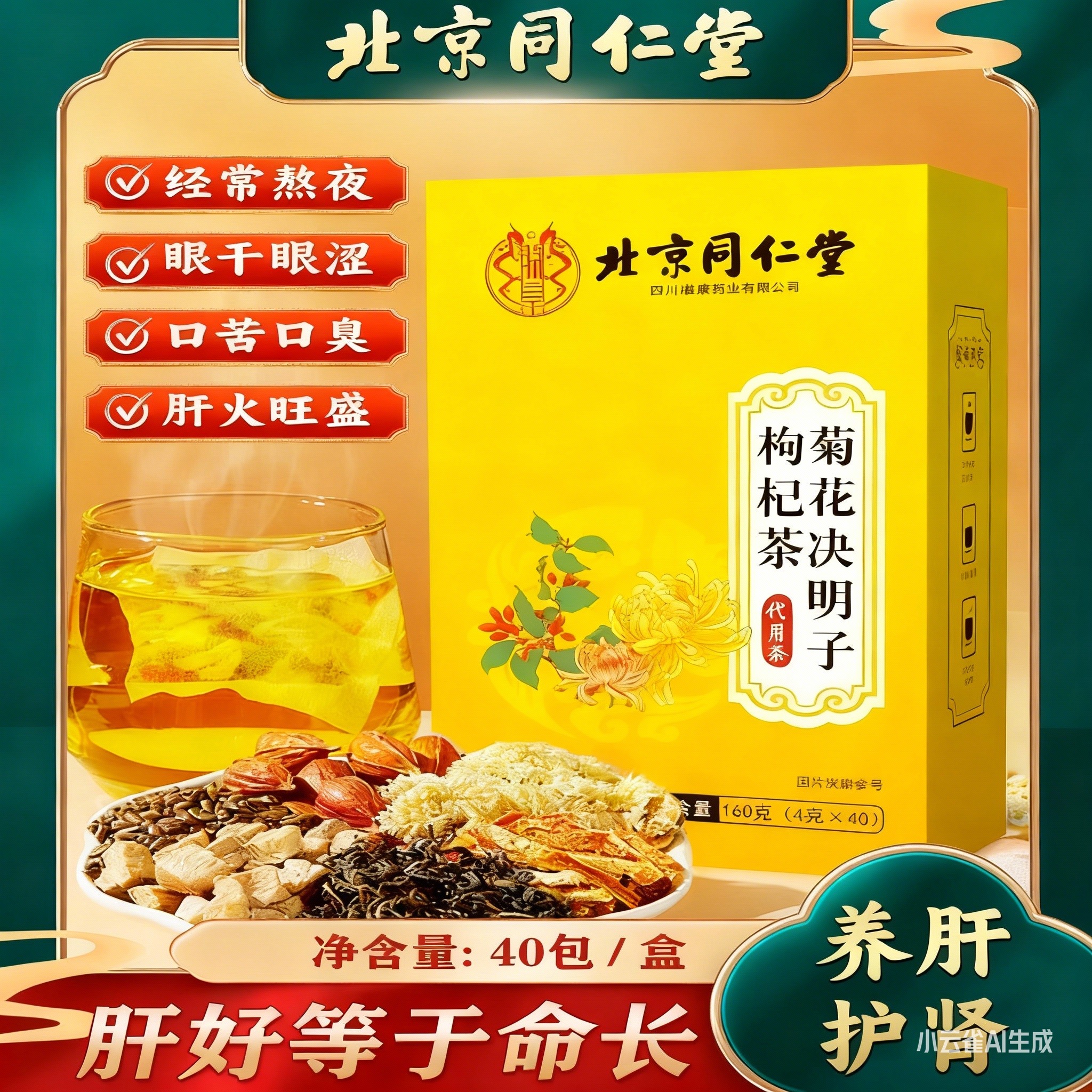 北京同仁堂菊花决明子茶明目特级去火茶正品独立包装养肝枸杞熬夜