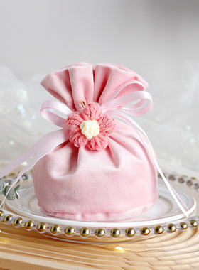 高级感结婚喜糖袋婚庆礼品袋创意绒布袋伴手礼糖果盒布袋子包装