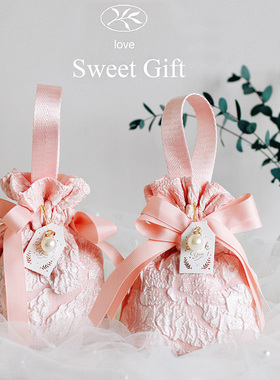 喜糖盒结婚喜糖袋子婚礼手提糖果礼盒免折叠高级伴手礼订婚小清新