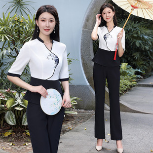 采耳师工作服女套装2023秋冬新款美容院长裤工装足浴足疗技师服装