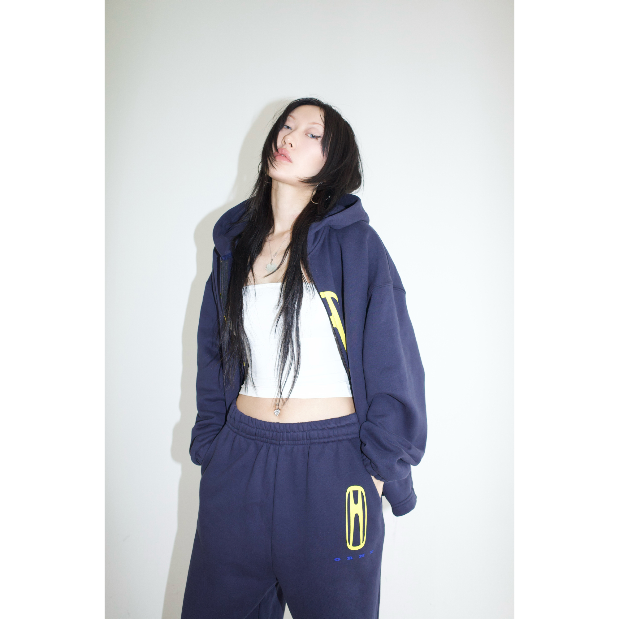 吓死香蕉印花加绒卫衣卫裤套装