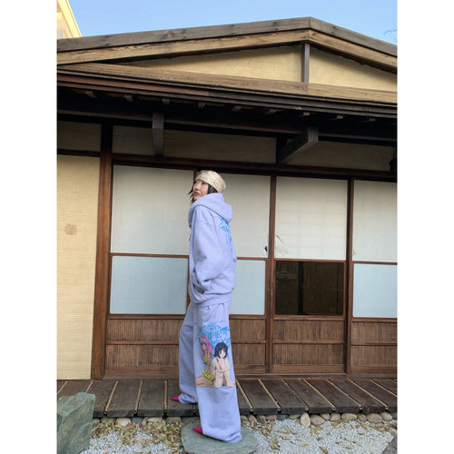 FOURFORTY少女漫画 手绘涂鸦印花卫裤