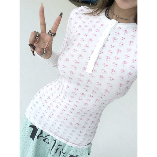 FOURFORTY GOODNIGHT TOP 呆萌二次元眼睛秋冬亲肤打底T恤