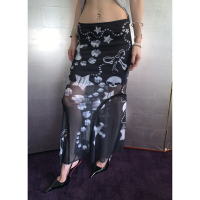 FOURFORTY METAL PRINT BEACH DRESS 暗黑女巫 鱼尾度假半身裙