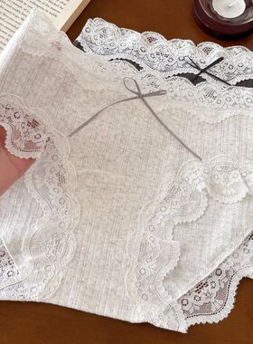9905法式仙气蕾丝花边女内裤A类棉云感透气纯棉加长裆底裆10A