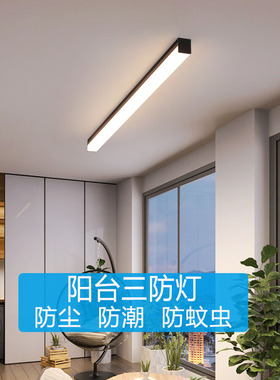 阳光房专用长条灯吸顶灯智能遥控阳台灯防潮防虫耐高温玻璃雨棚灯