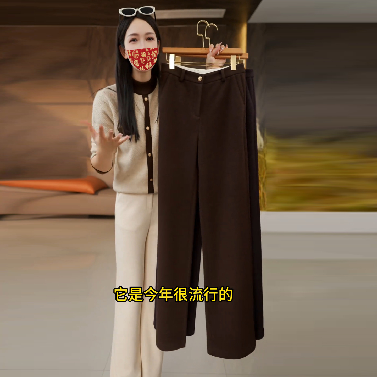 啄木鸟毛呢阔腿裤女2025秋冬新款高腰显瘦宽松垂感直筒休闲西装裤