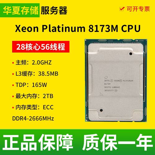 Intel/英特尔 至强铂金 8173M 服务器CPU 28核心56线程 2.0GHZ
