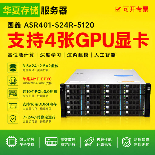 国鑫ASR401-S24R-5120 GPU存储服务器 支持3080 4090显卡AI算力机