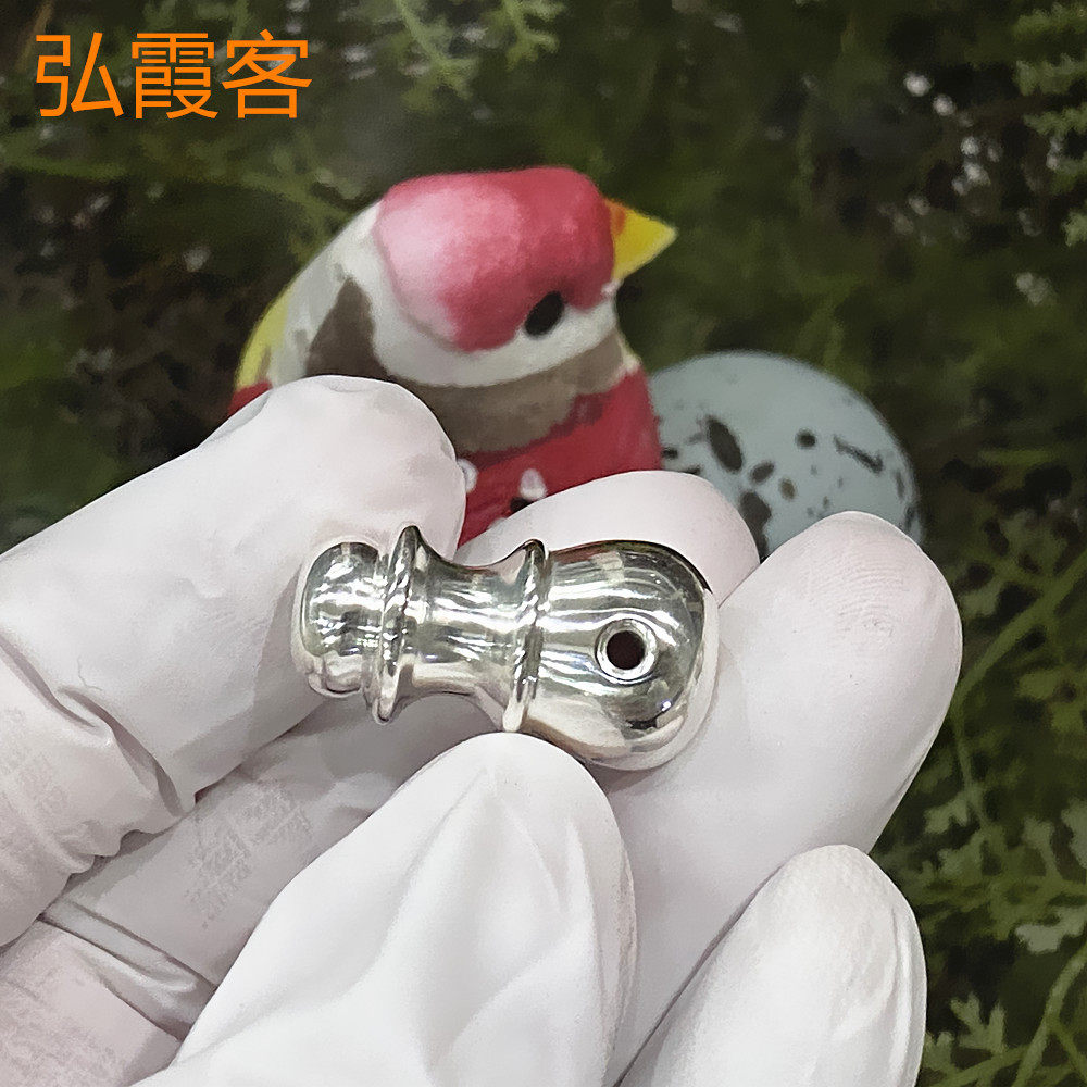 弘霞客手工打造定制实心足银一体三通佛头佛塔三通实体光面纯银饰