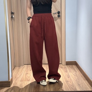 阔腿弯刀白搭长裤 抽绳松紧腰纯色卫裤 加绒2025新品 女B 6015冬季