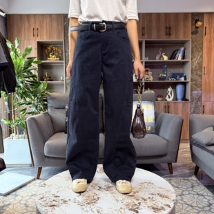 高腰腰带阔腿弯刀长裤 1025加绒四面弹棉料牛仔裤 6冬季 JEANS374