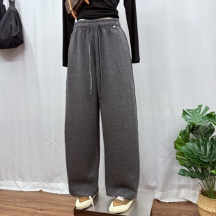 女2025高腰抽绳弹力显瘦女裤 加厚休闲裤 子WS 1秋冬2025新款 DY1982