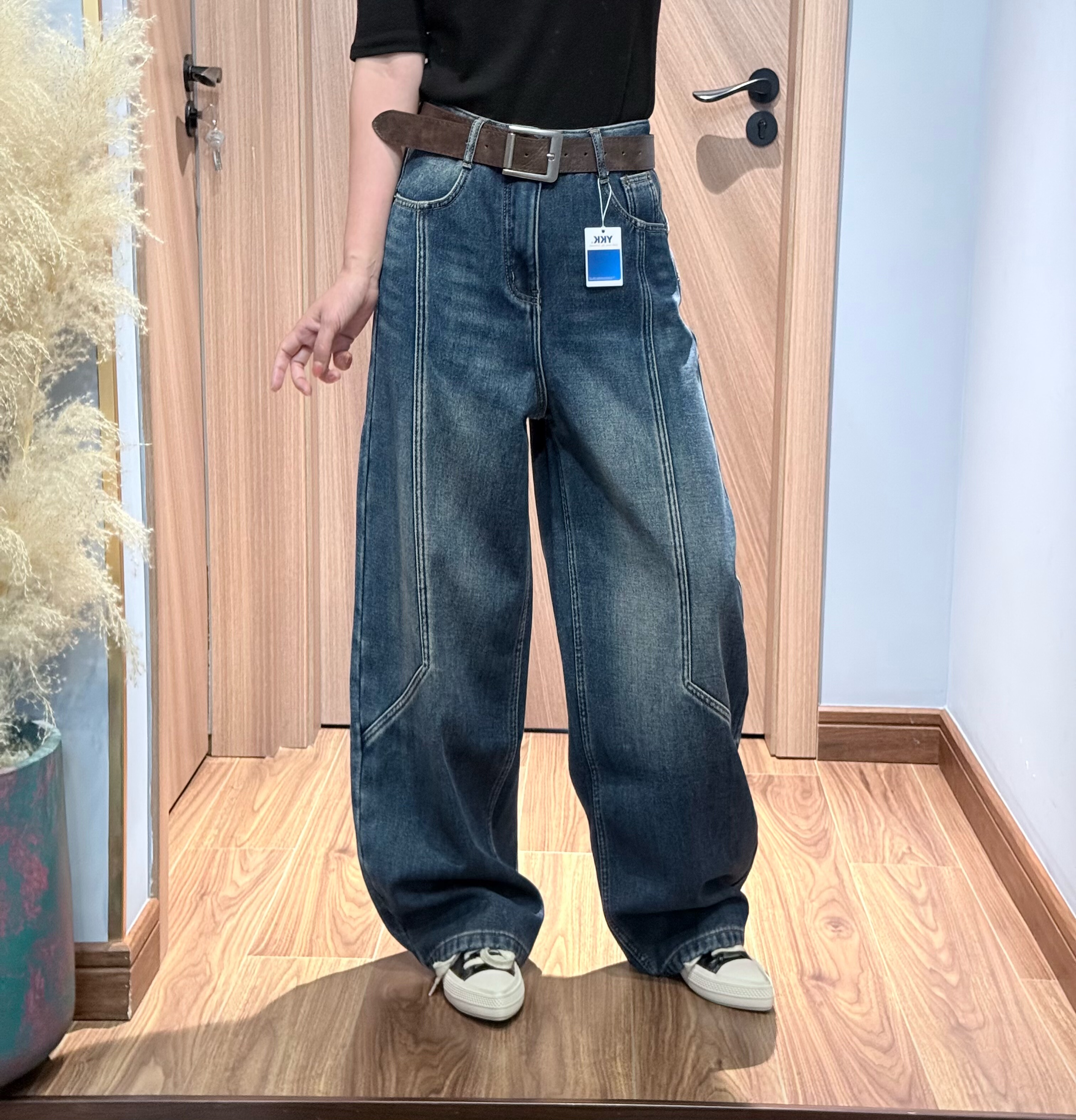 JEANS W336 冬季复合绒2025新款高腰宽松无弹美式弯刀裤牛仔裤女H,女装/女士精品,牛仔裤,淘宝优惠券,粉丝福利购,淘宝优惠卷