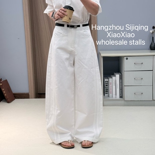 DY2508 高腰减龄立挺百搭纯色弯刀宽松阔腿裤 休闲长裤 女S 春夏新款