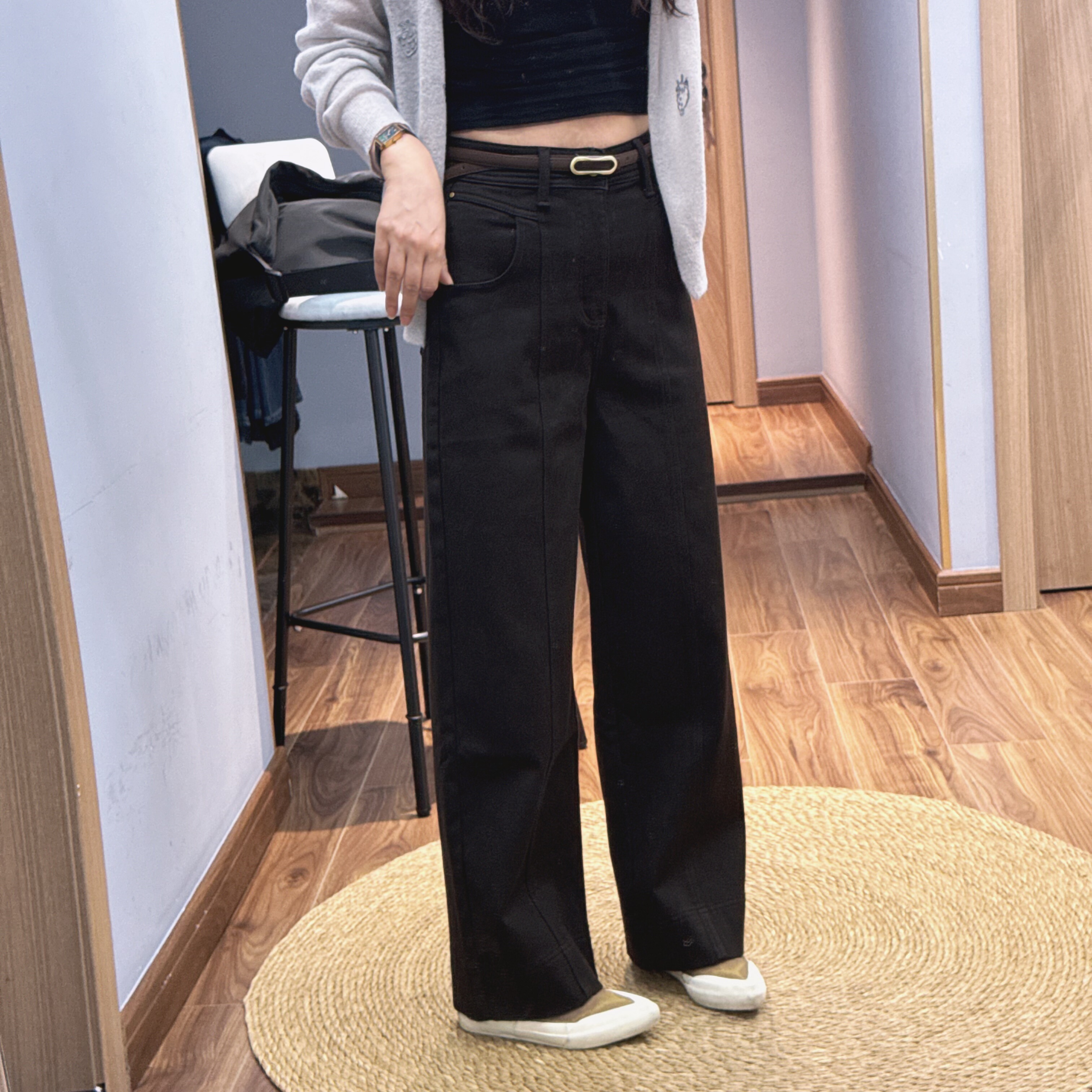 佐拿69526冬季2025新款韩版百搭休闲植绒保暖九分直筒裤女牛仔裤Y