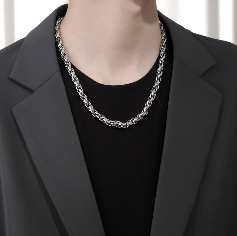 项链男潮高级感嘻哈风ins潮牌颈链钛钢粗链子男生配饰女男士素链,饰品/流行首饰/时尚饰品新,项链,淘宝优惠券,粉丝福利购,淘宝优惠卷