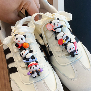 板鞋 花适配德训鞋 带扣可拆卸diy创意鞋 ins可爱卡通立体运动熊猫鞋
