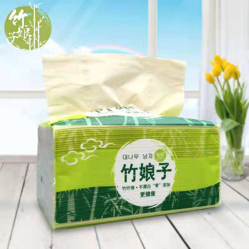 卫生纸厂竹娘子本色抽纸餐巾纸竹浆纸巾整箱12包面巾纸