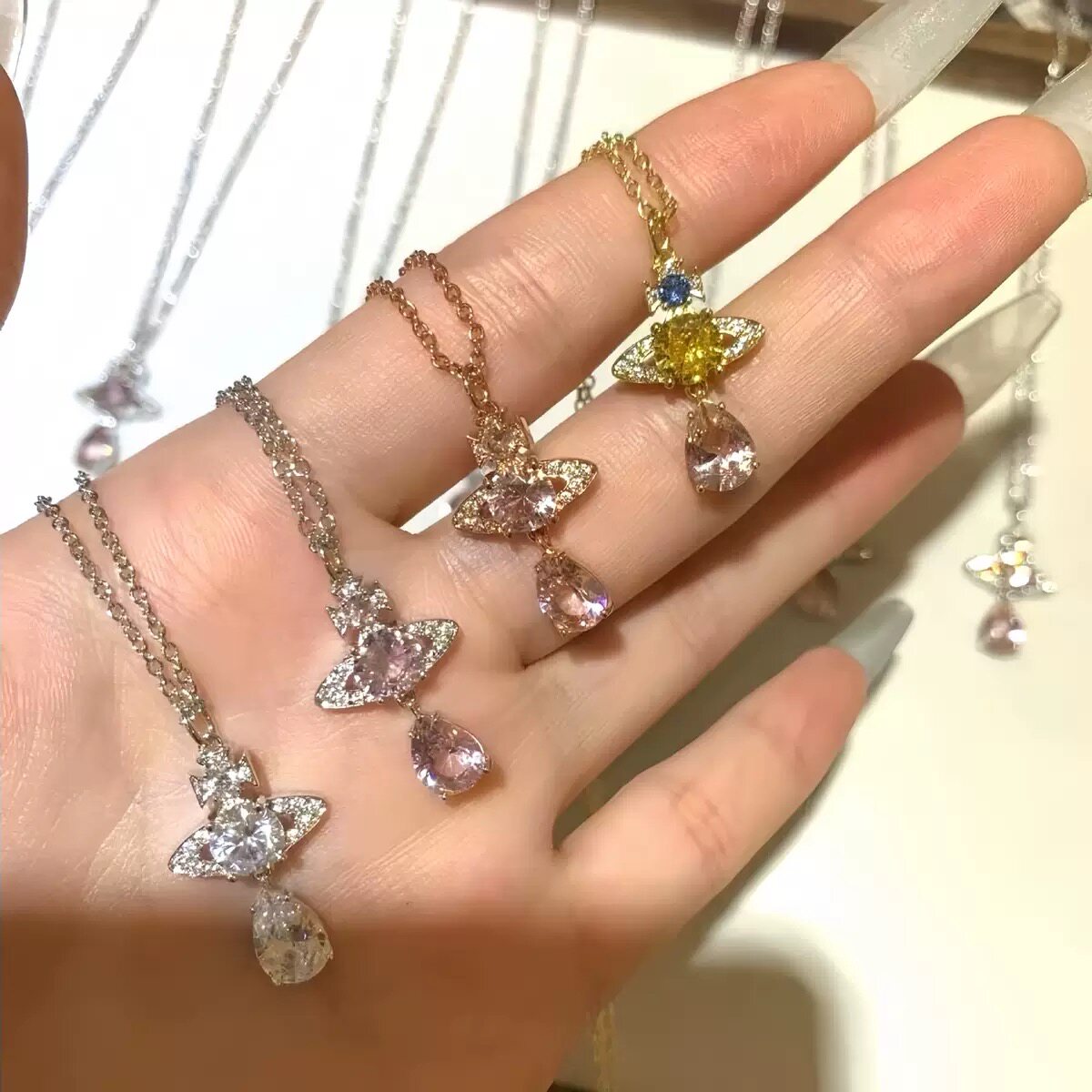 土星人鱼泪水晶手链女小众设计轻手链